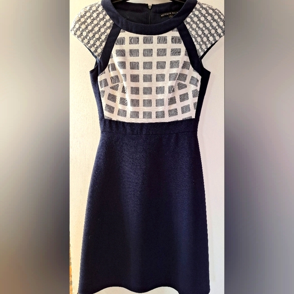 ANTONIO MELANI Dresses & Skirts - ANTONIO MELANI NAVY AND OFF WHITE DESIGNER DRESS